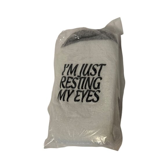 Mens Novelty Socks "Im Not Sleeping / Im Just Resting My Eyes" Size 6-12 White & - Picture 2 of 2